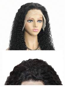 13x4 Jerry Curly Lace Front Wig Human Hair, 22-28 Inch Transparent Frontal 150-200% Density for Women Natural Color - S1B - View 4