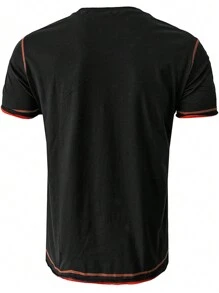 Men's Color Block Short-Sleeved T-Shirt With Striped Accent