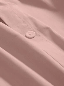DAZY Kemeja Lengan Panjang dengan Kancing Depan Polos dan Bahu Longgar untuk Pakaian Sehari-hari - Baby Pink - View 6