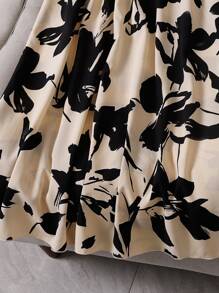 EARO Plus Size Women's Floral Print Elastic Waist Maxi Casual Skirt