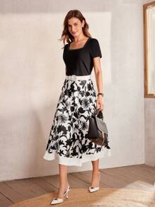 MOTF Classy VÁY LINE A LINE IN HOA VÒI ĐÀN HỒI - Nhiều màu - Xem 4