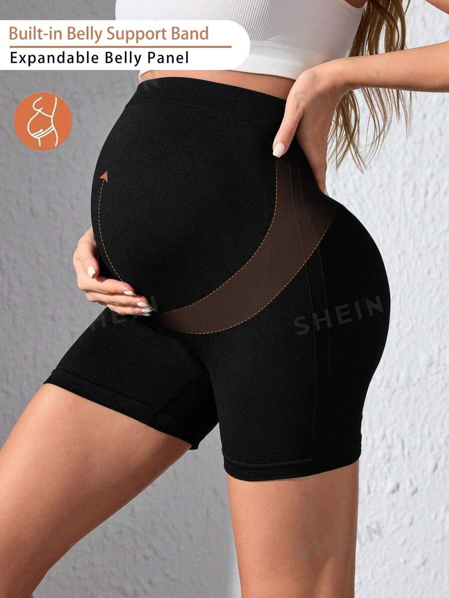 SHEIN Shorts de yoga sin costuras para maternidad para deportes