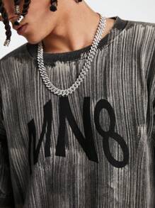Manfinity Roghcode Men Letter Pattern Drop Shoulder Knit Top - Black - View 6
