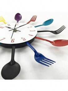 不锈钢餐具北欧风格厨房餐厅个性化金属创意客厅挂钟，简约艺术石英钟，家居装饰，房间装饰礼物生日毕业钟挂钟