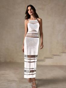 Anewsta Vestido de mujer con brillos y tiras