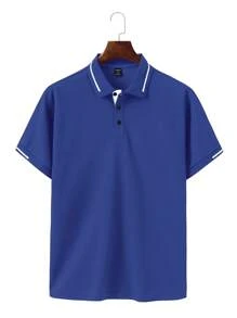 Manfinity Homme Men Contrast Trim Polo Shirt - Royal Blue - View 4