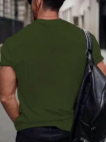 Camiseta de manga corta casual con estampado de letras para hombres de tallas grandes, de verano