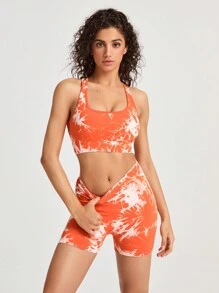 Lifespree Tie Dye Criss Cross Back Sports Set - Orange - View 5