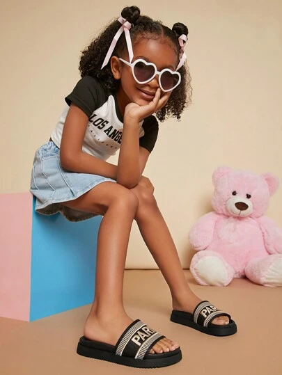 Mini mi Sandalias deslizables de París negras - suela cómoda, lindas, elegancia atemporal