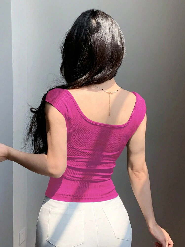 Backless Bowknot Tie Slim Short Sleeve Women's T-Shirt Top Summer