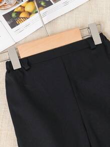 SHEIN Baby Boy Casual Solid Color Pants With Pockets And Elastic Waistband, Suitable For Spring And Summer - Black - View 7