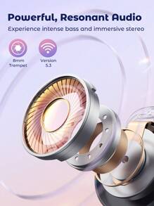 Teckwe Wireless Earbuds,In-Ear Touch Control Multi-Functional Long Battery Life Wireless Earphones With Led Display Compatibility With  Android Phone Laptop - Clear - View 3