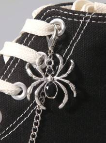 Grunge Punk Accesorio de calzado con encanto de araña de estilo gótico, otoño, Halloween - Plateado - Ver 2