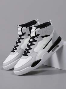 Giày thể thao nam cỡ lớn, giày buộc dây đế mềm thoải mái, giày trượt ván cao cổ nhẹ, giày sneaker hàng ngày. - Xám - Xem 6