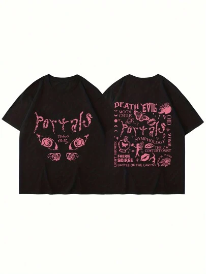 男士时尚修身圆领短袖印花T恤，夏季款