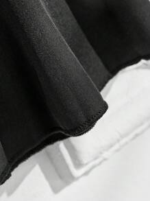 SHEIN 嬰兒女寶寶兩色調蝴蝶結前襯泡泡袖t恤和喇叭褲和帽子 - 黑與白 - 查看 3