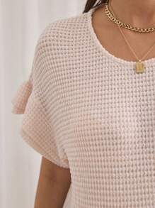 SHEIN Maternity Solid Batwing Sleeve Tee - Apricot - View 7