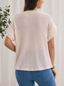 SHEIN Maternity Solid Batwing Sleeve Tee - Apricot - View 2