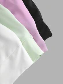 SHEIN Girlism 4 chiếc áo crop top dệt kim màu trơn dành cho nữ Tween với thiết kế hở lưng dành cho trang phục dạo phố thông thường - Nhiều màu - Xem 3