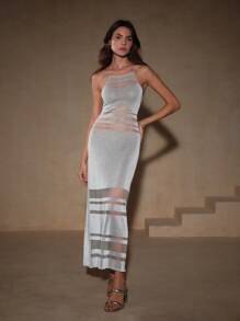 Anewsta Vestido de mujer con brillos y tiras