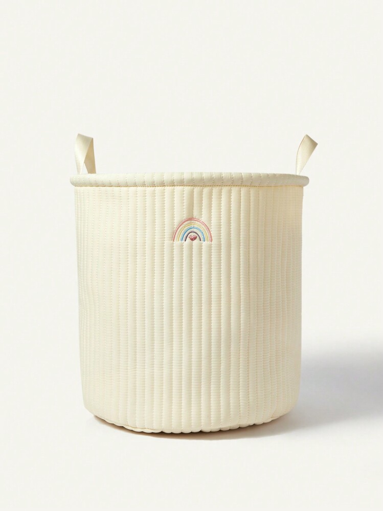 Cozy Pixies 多尺寸可选竖条纹简约多功能收纳篮适用于玩具和婴儿房爱情人节 - 米色 - 查看 6