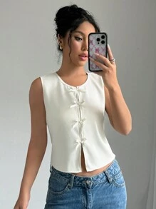 RosyDaze Women's Bowknot Crop Top Sleeveless Tank