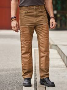 Manfinity Homme Men Slant Pocket Straight Leg Jeans - Khaki - View 4