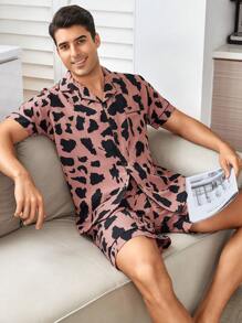 Men's Cow Print Lounge Wear Set - Multicolor - View 5