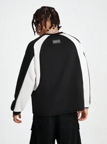 Manfinity VCAY Men's Knitted Long Sleeve Pullover Sweatshirt With English Print, For Fall Winter - Black - View 5