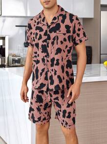 Men's Cow Print Lounge Wear Set - Multicolor - View 6
