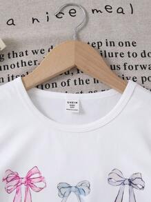少女輕便系帶印花短袖T恤，夏季 - 白色 - 查看 3