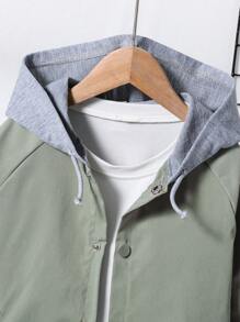 1 szt. Dla młodych chłopców Casual Prosta wiatrówka z kolorowymi blokami, Nadaje się do noszenia na co dzień, w stylu college'u, na sezon jesienno-zimowy