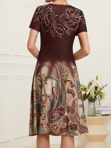 Vestido de talla grande con botones delanteros con estampado de cachemira - Multicolor - Ver 2