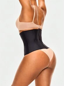 SHAPORA Shaping Waist Trainer Shapewear Body Shaper With Adjustable 3-Level Closure -Tummy Waist Control - Black - View 9