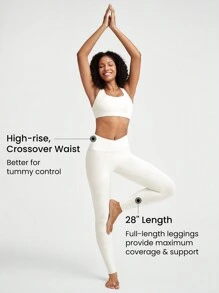 GLOWMODE 28" Federweiche, hohe Stretch Crossover Leggings mit integrierten Shorts, Buttersoft, geeignet für Yoga und tägliche Anwendungen mit geringer Belastung