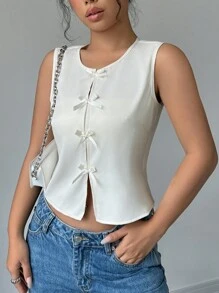 RosyDaze Women's Bowknot Crop Top Sleeveless Tank