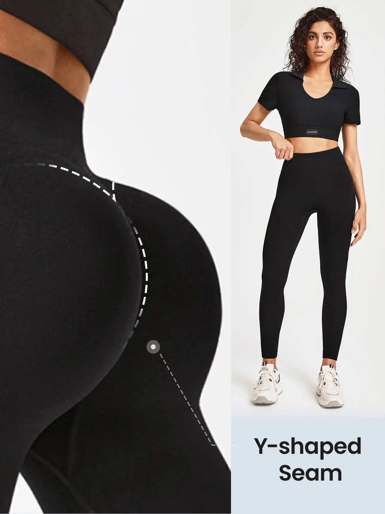 SHEIN Sports 女性純色簡約日常運動打底褲 - 黑色 - 查看 3