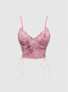 ROMWE Kawaii Romantic Lace Flower Women's Sexy Underwire Bra - Pink - View 1