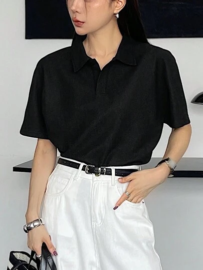 DAZY 女士商务休闲纯色短袖衬衫
