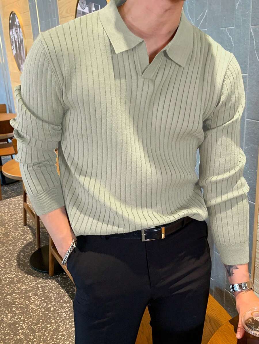 DAZY Men Solid Ribbed Knit Long Sleeve Sweater,Fall Clothes - Grey - View 1