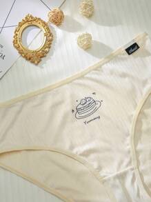 5pcs Comfortable & Sweet Plus Size Women's Letter Cake Printed Casual Panties - Multicolor - View 5