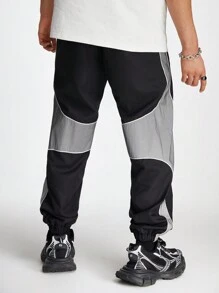 Manfinity NXTstreet Men's Loose Fit Straight Wide Leg Black And Silver Gray Pants - Black - View 7
