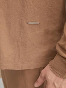 AKNOTIC Business Casual Conjunto de 2 piezas de chaqueta y pantalones casuales tejidos de algodón para hombre, chaqueta de estilo regular con hombros sueltos y cordón, pantalones rectos de ocio y deportes, adecuado para uso diario en primavera y verano, para otoño e invierno