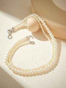 SHEIN Belle 時尚簡約的珠寶雙層項鍊 - 白色 - 查看 5