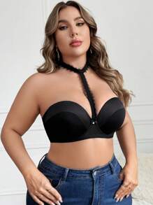 Sujetador simple con encaje y push-up, con aro para mujer de talla grande, 1 pieza