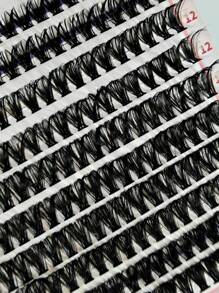 200 extensiones de pestañas individuales rizadas de 0.472 in/0.551 in/0.630 in, grupos de pestañas mixtas, mechones de alargamiento naturales y suaves, pestañas para agrandar doble ojo, adecuadas para maquillaje diario o fiestas de excursión,pestañas pestans extensiones de pestañas - Negro - Ver 6