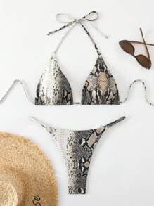 Swim Vcay 2 件套女士蛇皮印花吊带性感比基尼套装，海滩度假 2025 年夏季 - 彩色 - 查看 1