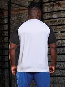 Gym Rark Men Plus Letter Graphic Colorblock Raglan Sleeve Sports Tee - White - View 2
