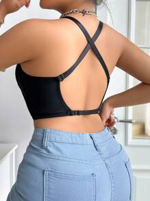 DesireSculpt Sujetador sin espalda con aro, tallas grandes para mujeres, tirantes removibles y copas moldeadas - Negro - Ver 6