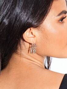 SHEIN ICON 1 đôi bông tai thả hợp kim Zirconia thời trang dành cho nữ - Bạc - Xem 6